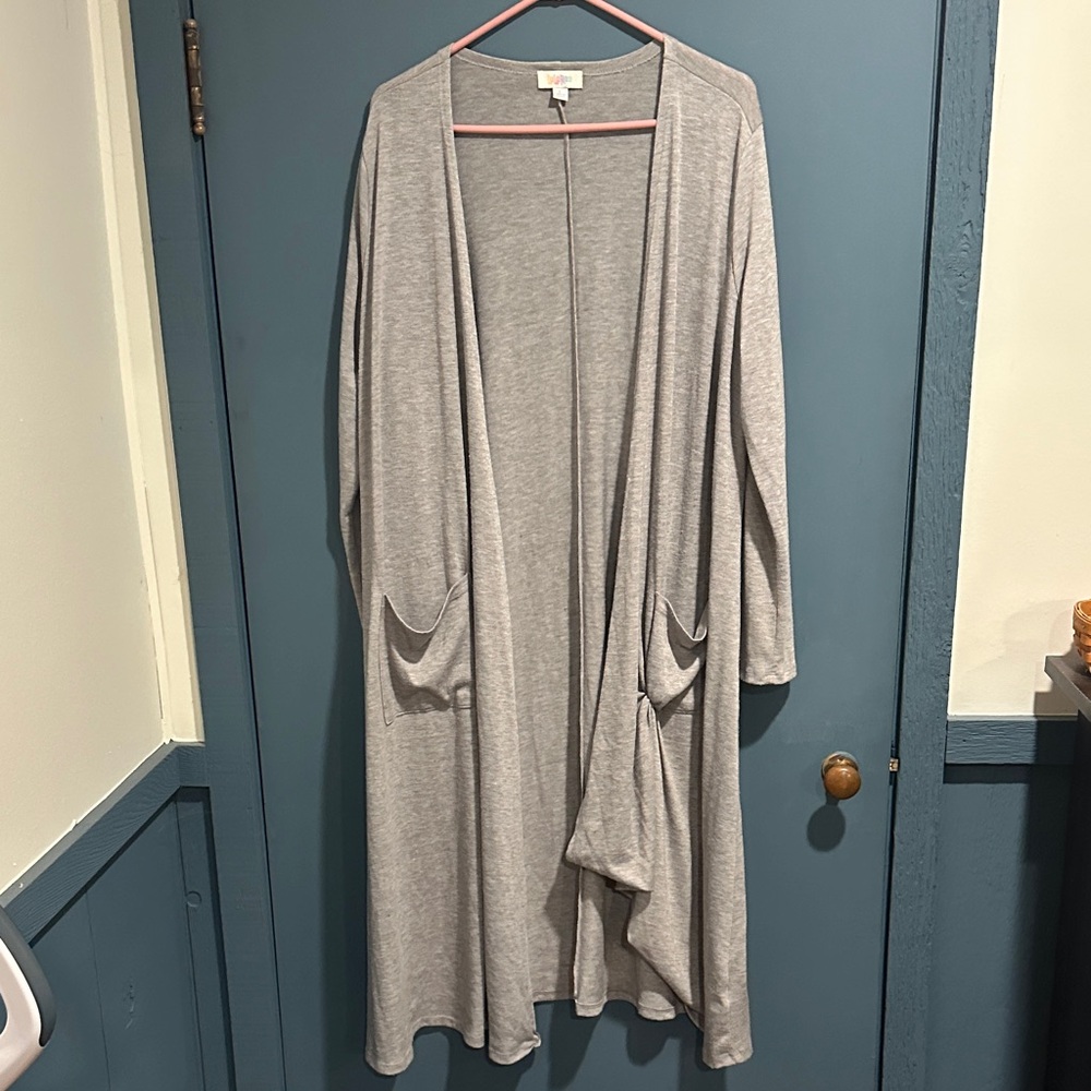 LuLaRoe Gray Knit Long Open Cardigan.   Large
